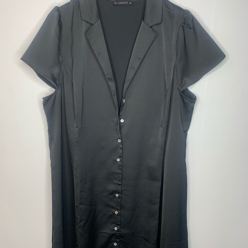 Plus size black button up dress